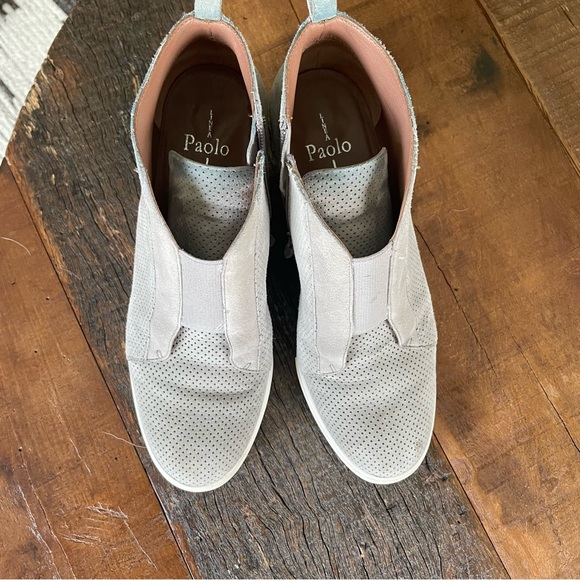 Paolo - grey perforated suede wedge sneakers, size 8 - Picture 4 of 7